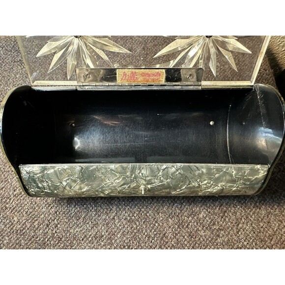 Vintage 1950’s Gilli Originals Clear Carved Lucite Box Bag - Picture 6 of 14